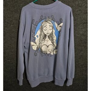 Tim Burton's Corpse Bride Emily Graphic Sweatshirt Blue Purple Large LG s23